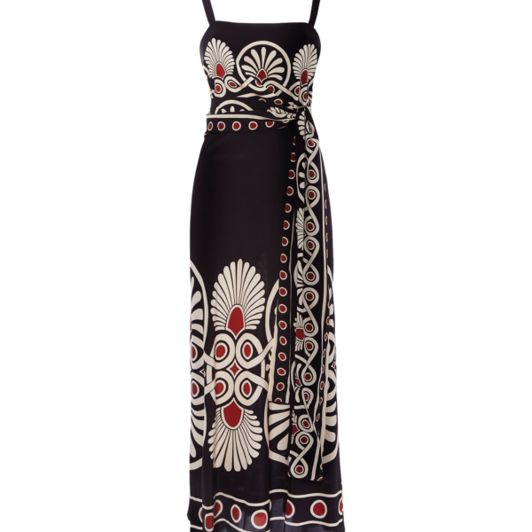 La DoubleJ Slip-Around Dress Medallion Placée Black in Crepe De Chine