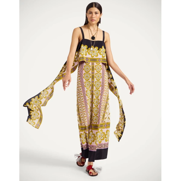 La DoubleJ Slip-Around Dress Pagoda Placée Pink in Crepe De Chine - Dresses - Milanese Maximalist Fashion at Luxury Shoes 