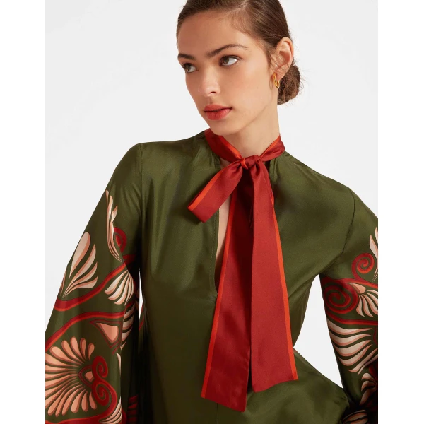 La DoubleJ Sophia Dress Windowpane Red in Silk Mix Jacquard - Dresses - Milanese Maximalist Fashion at Luxury Shoes 