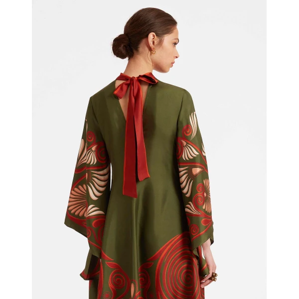 La DoubleJ Sophia Dress Windowpane Red in Silk Mix Jacquard - Dresses - Milanese Maximalist Fashion at Luxury Shoes 