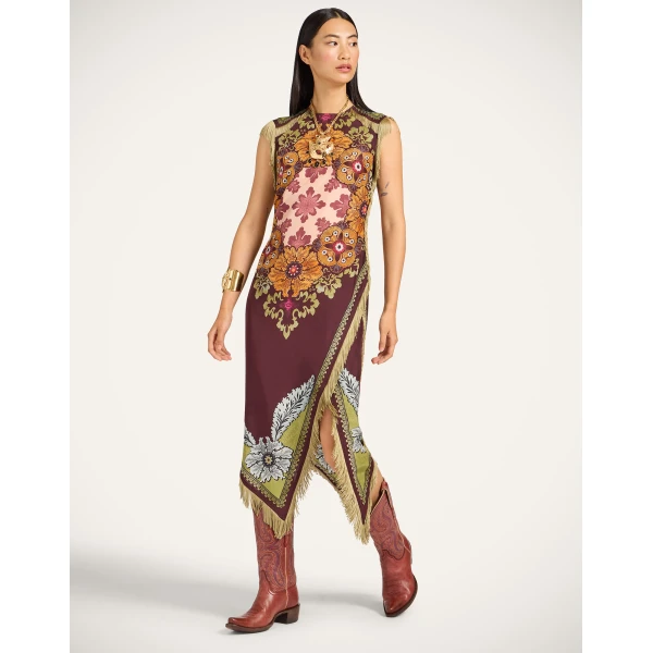 La DoubleJ Sporty Swing Dress Eclipse Burgundy in Cotton Jersey - Dresses - Milanese Maximalist Fashion at Luxury Shoes 