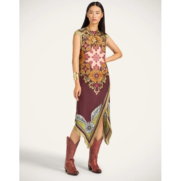 La DoubleJ Sporty Swing Dress Eclipse Burgundy in Cotton Jersey - Dresses - Milanese Maximalist Fashion at Luxury Shoes 