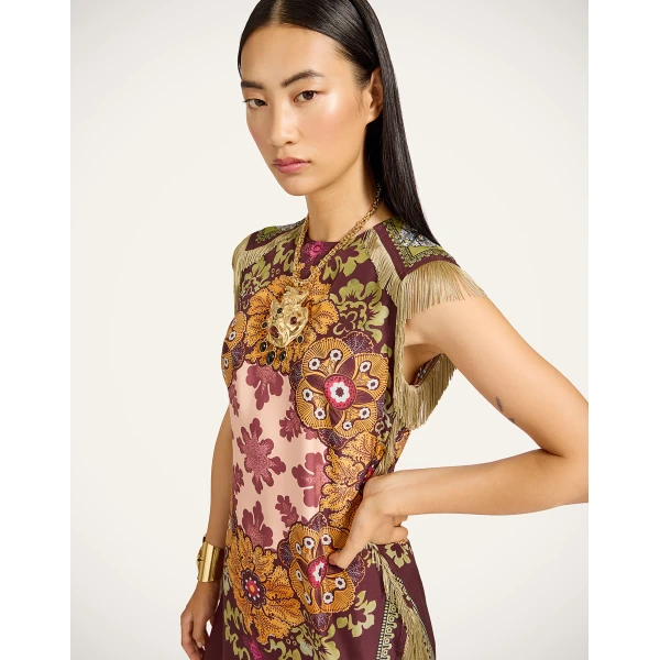 La DoubleJ Sporty Swing Dress Eclipse Burgundy in Cotton Jersey - Dresses - Milanese Maximalist Fashion at Luxury Shoes 