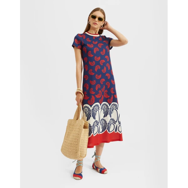 La DoubleJ Sporty Swing Dress Palmetto Placée in Cotton Jersey - Dresses - Milanese Maximalist Fashion at Luxury Shoes 