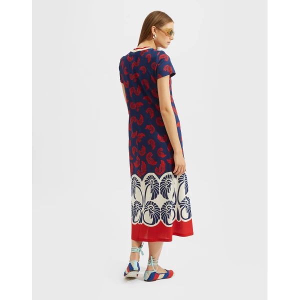 La DoubleJ Sporty Swing Dress Palmetto Placée in Cotton Jersey - Dresses - Milanese Maximalist Fashion at Luxury Shoes 