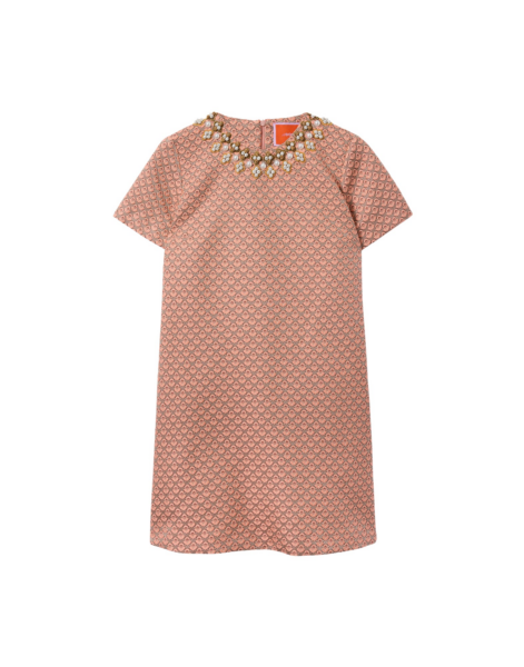 La DoubleJ Sporty Swing Dress Zooflora Burgundy in Cotton Jersey - Dresses - Milanese Maximalist Fashion at Luxury Shoes 