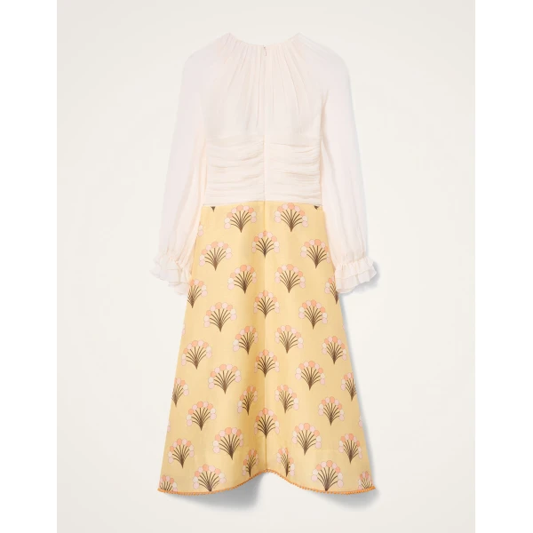 La DoubleJ Sunburst Dress Infiorata White in Summer Poplin - Dresses - Milanese Maximalist Fashion at Luxury Shoes 