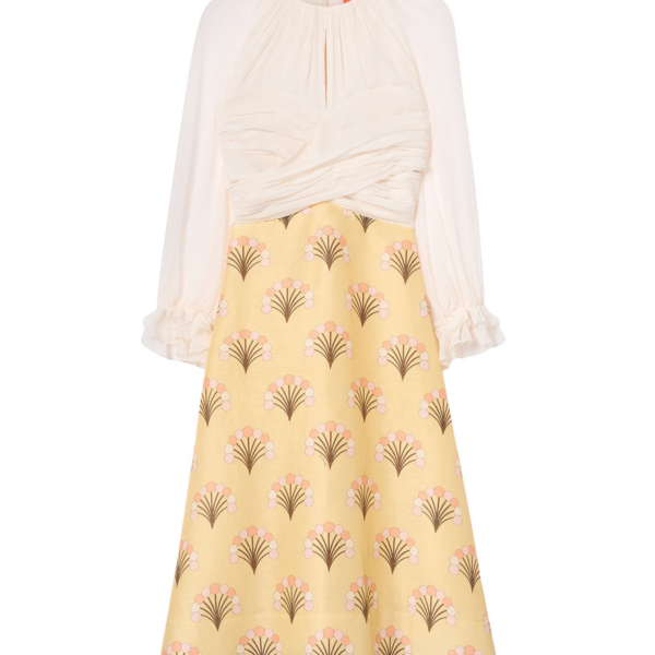 La DoubleJ Sunburst Dress Infiorata White in Summer Poplin