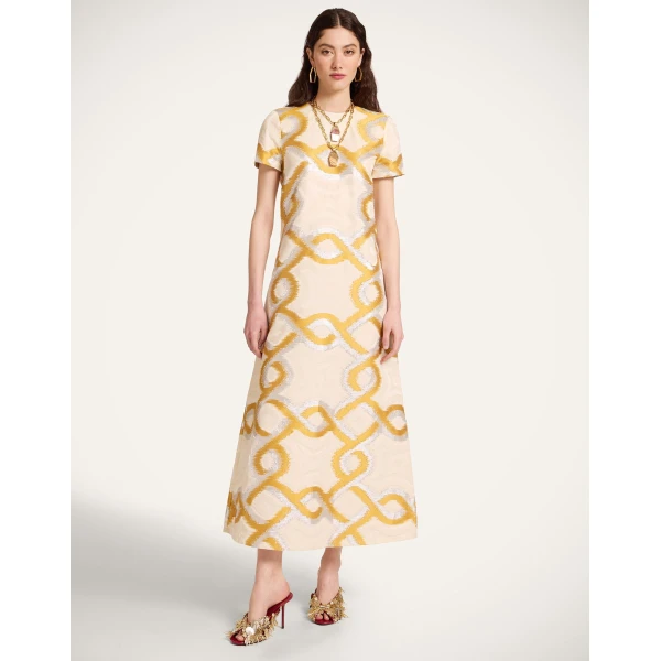 La DoubleJ Super Swing Dress Solid Apricot in Cotton Macramé - Dresses - Milanese Maximalist Fashion at Luxury Shoes 