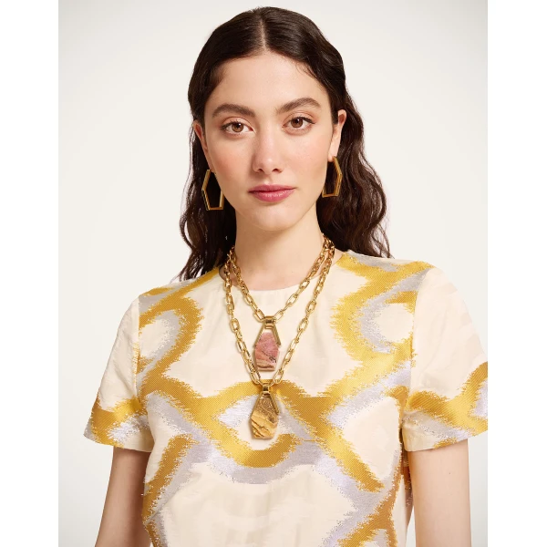 La DoubleJ Super Swing Dress Solid Apricot in Cotton Macramé - Dresses - Milanese Maximalist Fashion at Luxury Shoes 