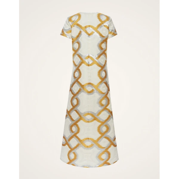 La DoubleJ Super Swing Dress Solid Apricot in Cotton Macramé - Dresses - Milanese Maximalist Fashion at Luxury Shoes 