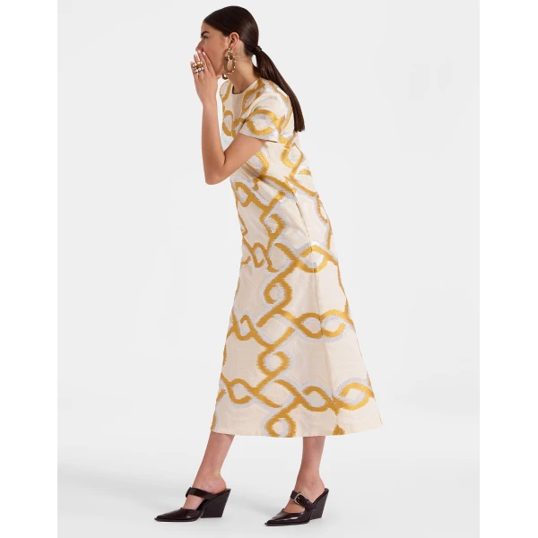 La DoubleJ Super Swing Dress Solid Apricot in Cotton Macramé - Dresses - Milanese Maximalist Fashion at Luxury Shoes 