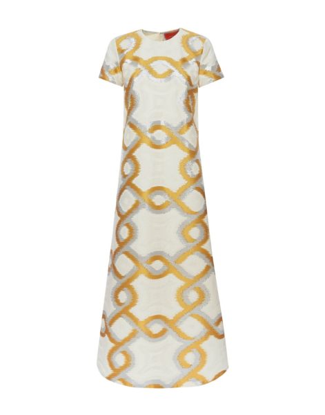 La DoubleJ Super Swing Dress Solid Apricot in Cotton Macramé - Dresses - Milanese Maximalist Fashion at Luxury Shoes 