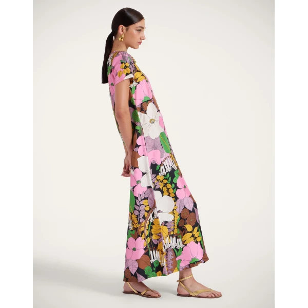 La DoubleJ Swing Dress Big Flower in Silk Twill - Dresses - Milanese Maximalist Fashion at Luxury Shoes 