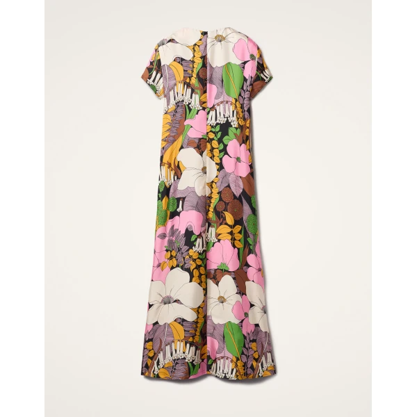 La DoubleJ Swing Dress Big Flower in Silk Twill - Dresses - Milanese Maximalist Fashion at Luxury Shoes 