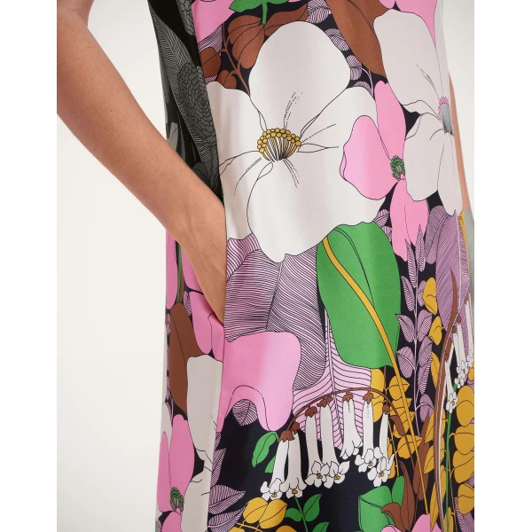 La DoubleJ Swing Dress Big Flower in Silk Twill - Dresses - Milanese Maximalist Fashion at Luxury Shoes 
