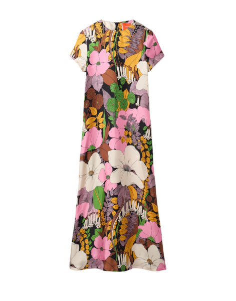 La DoubleJ Swing Dress Big Flower in Silk Twill - Dresses - Milanese Maximalist Fashion at Luxury Shoes 