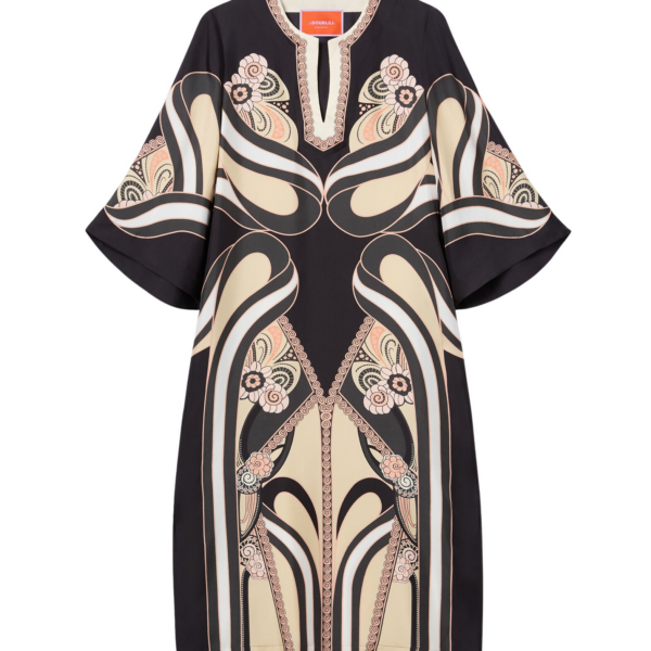 La DoubleJ Swing Dress Borboni Placee Nero in Twill Silk Placée