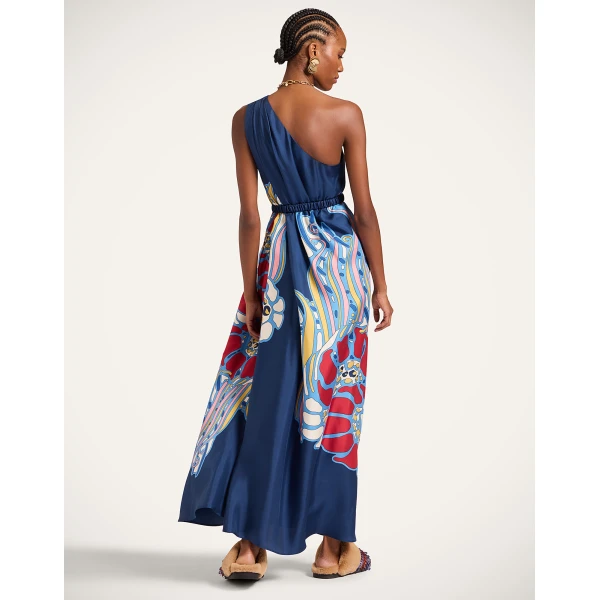 La DoubleJ Swing Dress Heath Placée Mint in Silk Twill with Feathers - Dresses - Milanese Maximalist Fashion at Luxury Shoes 