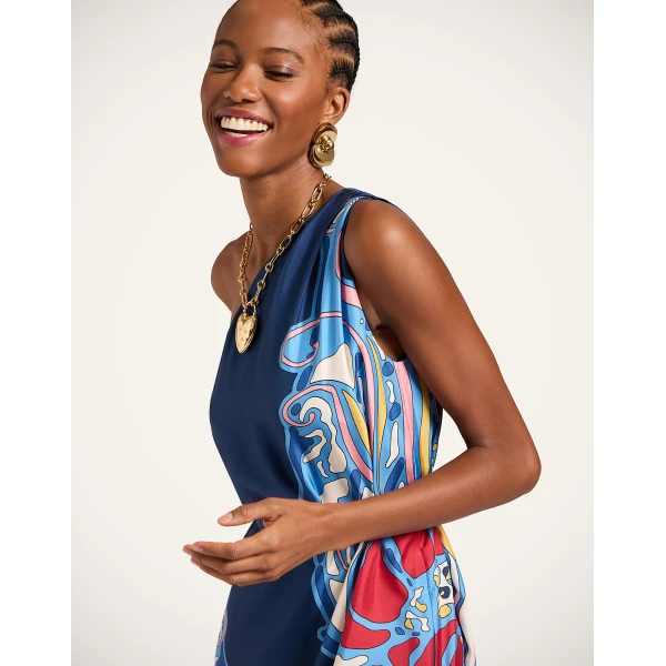 La DoubleJ Swing Dress Heath Placée Mint in Silk Twill with Feathers - Dresses - Milanese Maximalist Fashion at Luxury Shoes 