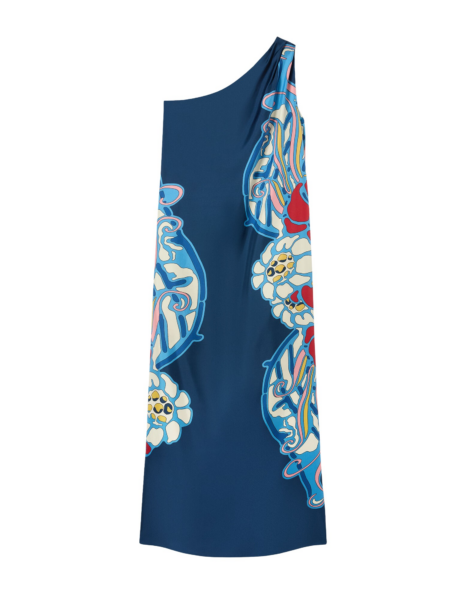 La DoubleJ Swing Dress Heath Placée Mint in Silk Twill with Feathers - Dresses - Milanese Maximalist Fashion at Luxury Shoes 