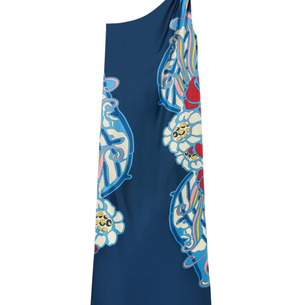 La DoubleJ Swing Dress Heath Placée Mint in Silk Twill with Feathers