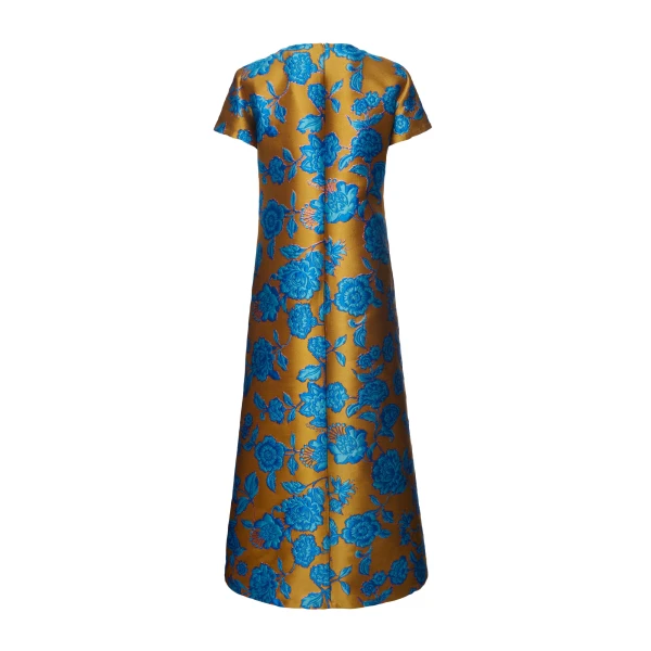 La DoubleJ Swing Dress Hottie Turquoise in Jacquard - Dresses - Milanese Maximalist Fashion at Luxury Shoes 