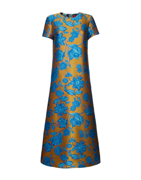La DoubleJ Swing Dress Hottie Turquoise in Jacquard - Dresses - Milanese Maximalist Fashion at Luxury Shoes 