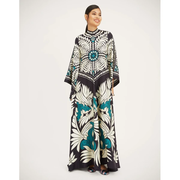 La DoubleJ Swing Dress Iris Placée Ivory in Silk Twill - Dresses - Milanese Maximalist Fashion at Luxury Shoes 