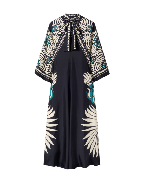 La DoubleJ Swing Dress Iris Placée Ivory in Silk Twill - Dresses - Milanese Maximalist Fashion at Luxury Shoes 