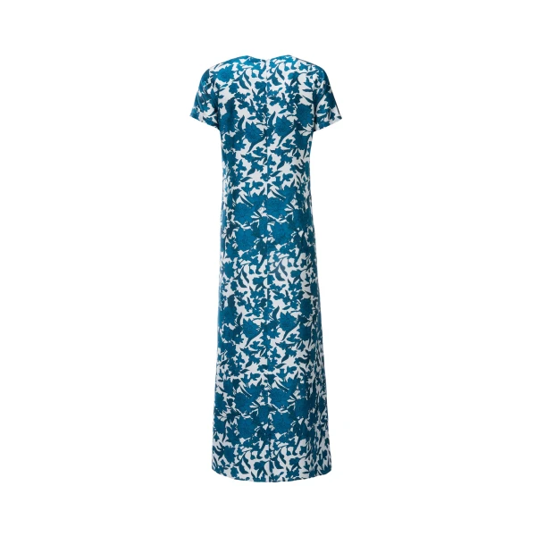 La DoubleJ Swing Dress Lilium Blu in Silk - Dresses - Milanese Maximalist Fashion at Luxury Shoes 