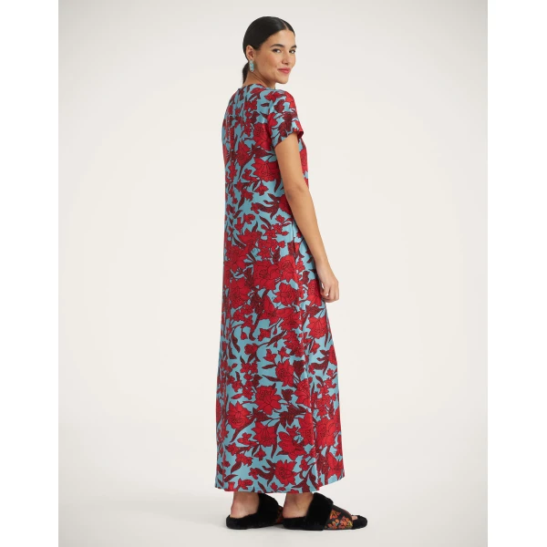 La DoubleJ Swing Dress Lilium Turchese in Silk Twill - Dresses - Milanese Maximalist Fashion at Luxury Shoes 