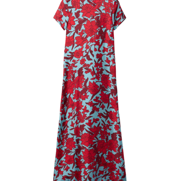 La DoubleJ Swing Dress Lilium Turchese in Silk Twill