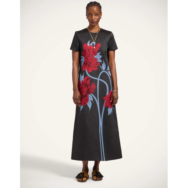 La DoubleJ Swing Dress Mini Iris Dark Orange in Silk Twill - Dresses - Milanese Maximalist Fashion at Luxury Shoes 