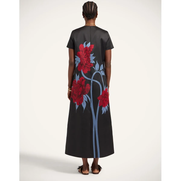 La DoubleJ Swing Dress Mini Iris Dark Orange in Silk Twill - Dresses - Milanese Maximalist Fashion at Luxury Shoes 