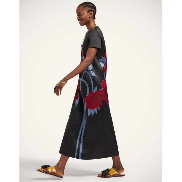 La DoubleJ Swing Dress Mini Iris Dark Orange in Silk Twill - Dresses - Milanese Maximalist Fashion at Luxury Shoes 