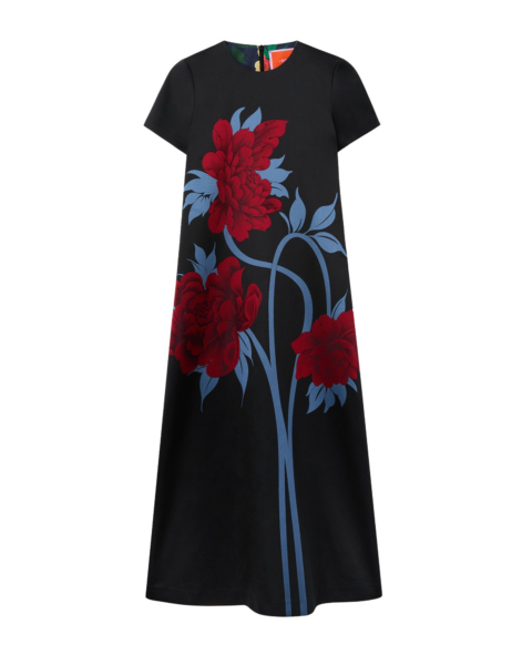 La DoubleJ Swing Dress Mini Iris Dark Orange in Silk Twill - Dresses - Milanese Maximalist Fashion at Luxury Shoes 