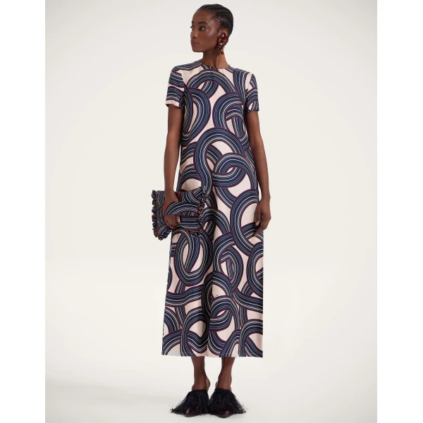 La DoubleJ Swing Dress Montecarlo Cream in Silk Twill - Dresses - Milanese Maximalist Fashion at Luxury Shoes 