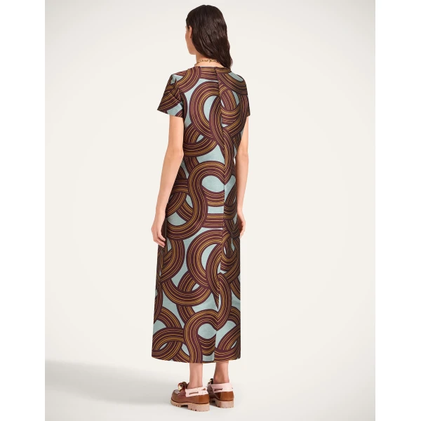 La DoubleJ Swing Dress Montecarlo Dusty Blue in Jacquard - Dresses - Milanese Maximalist Fashion at Luxury Shoes 