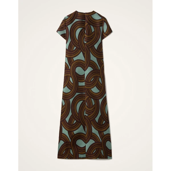 La DoubleJ Swing Dress Montecarlo Dusty Blue in Jacquard - Dresses - Milanese Maximalist Fashion at Luxury Shoes 