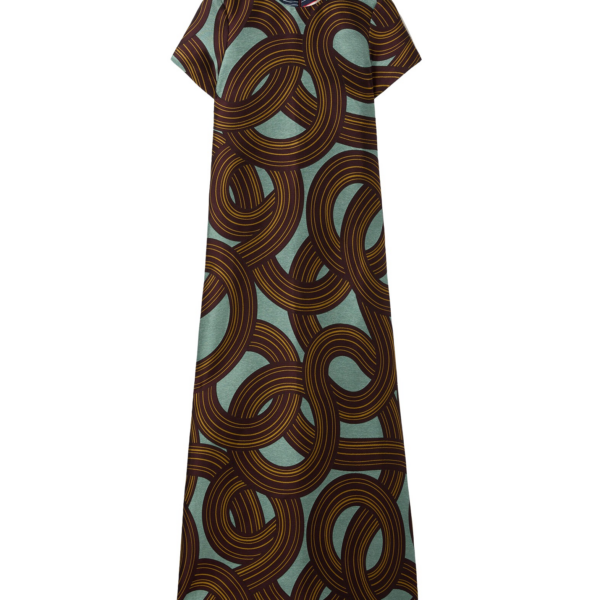 La DoubleJ Swing Dress Montecarlo Dusty Blue in Jacquard