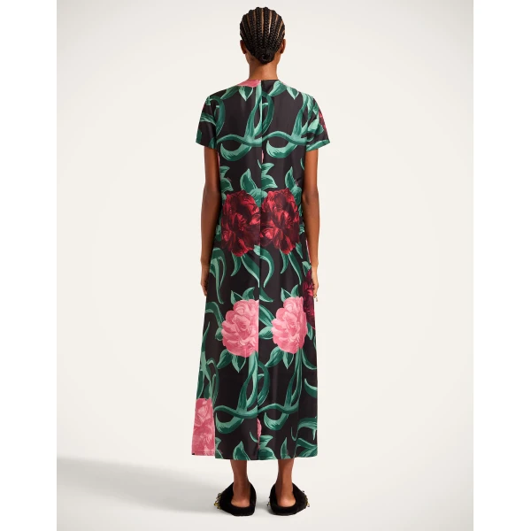 La DoubleJ Swing Dress Peony Black in Silk Twill - Dresses - Milanese Maximalist Fashion at Luxury Shoes 