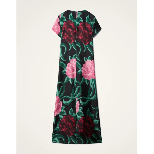 La DoubleJ Swing Dress Peony Black in Silk Twill - Dresses - Milanese Maximalist Fashion at Luxury Shoes 