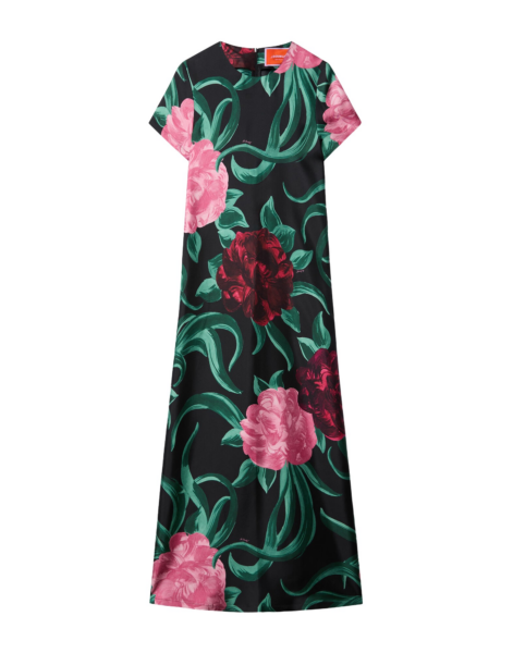 La DoubleJ Swing Dress Peony Black in Silk Twill - Dresses - Milanese Maximalist Fashion at Luxury Shoes 