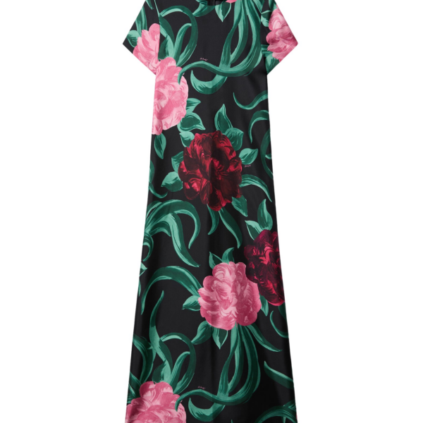La DoubleJ Swing Dress Peony Black in Silk Twill