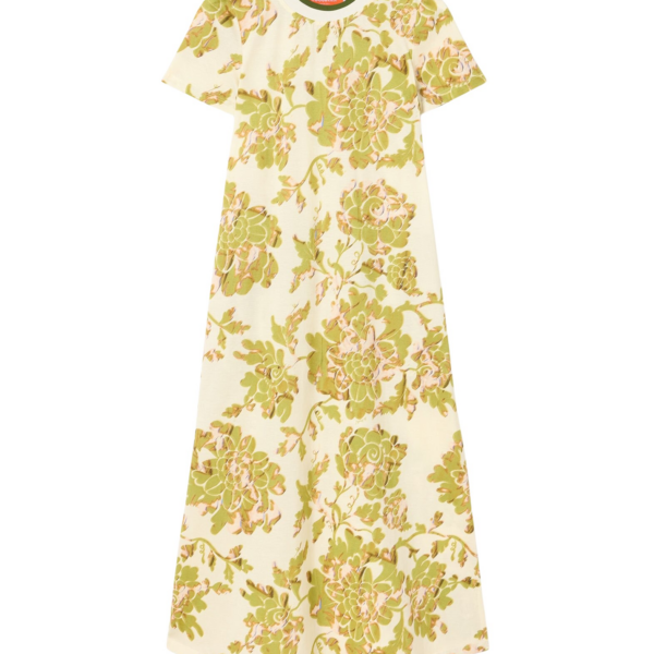 La DoubleJ Swing Dress Phoenix Placée Burgundy in Silk Twill