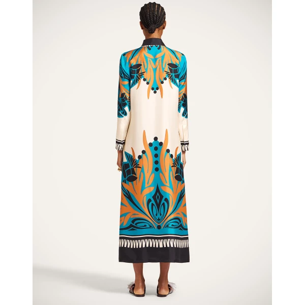 La DoubleJ Swing Dress Plaza Placée Ivory in Silk Twill - Dresses - Milanese Maximalist Fashion at Luxury Shoes 