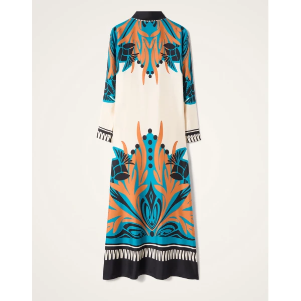 La DoubleJ Swing Dress Plaza Placée Ivory in Silk Twill - Dresses - Milanese Maximalist Fashion at Luxury Shoes 