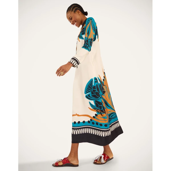 La DoubleJ Swing Dress Plaza Placée Ivory in Silk Twill - Dresses - Milanese Maximalist Fashion at Luxury Shoes 
