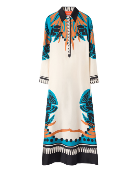 La DoubleJ Swing Dress Plaza Placée Ivory in Silk Twill - Dresses - Milanese Maximalist Fashion at Luxury Shoes 